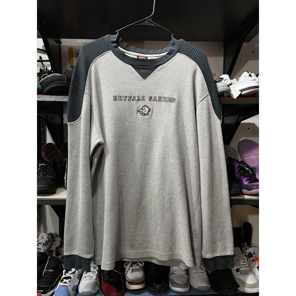 Vintage Nike Center Check Buffalo Sabres Goathead  Crewneck Medium